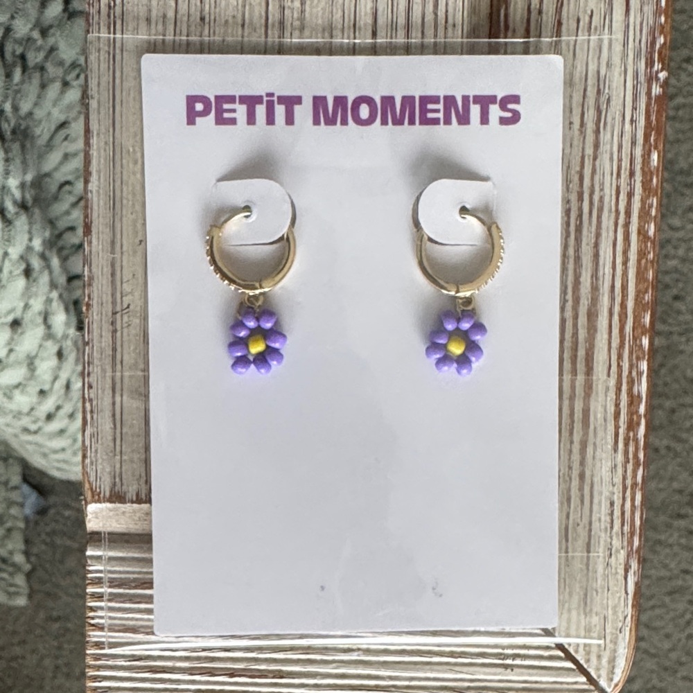 Purple Flower Hoop Earrings